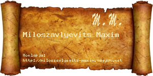 Miloszavlyevits Maxim névjegykártya
